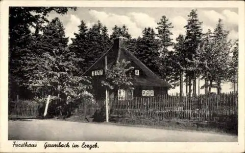Ak Grumbach Erzgebirge, Partie am Forsthaus, Holzzaun