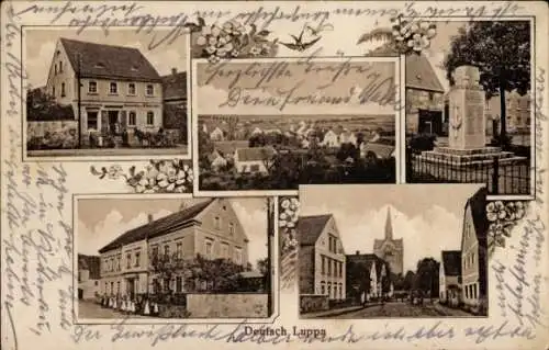 Passepartout Ak Deutsch Luppa Wermsdorf Sachsen, Restaurant, Inh. Wilhelm Nöbel, Denkmal