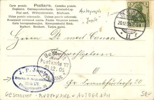 Ak Kommandant J. P. Jooste, Burenkrieg, Geschichte Südafrika, Autogramm