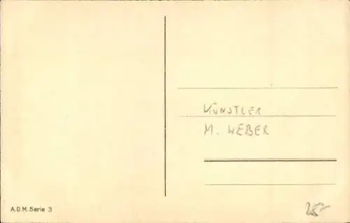 Künstler Ak Weber, M., Gemaltes Frau-Porträt, Kleid, Blumen