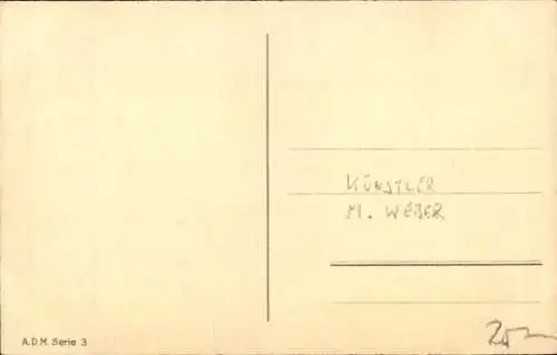 Künstler Ak Weber, M., Gemaltes Frau-Porträt, Blumen, Grünes Kleid