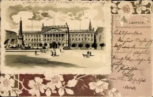 Präge Passepartout Litho Leipzig in Sachsen, Augusteum, Universität