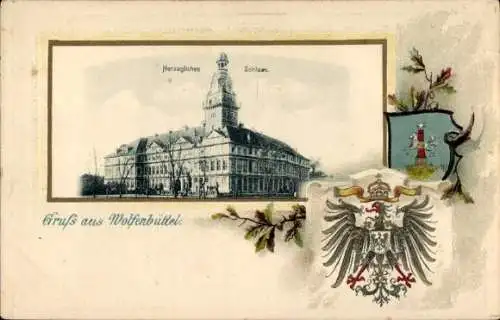 Präge Wappen Ak Wolfenbüttel in Niedersachsen, Herzogliches Schloss