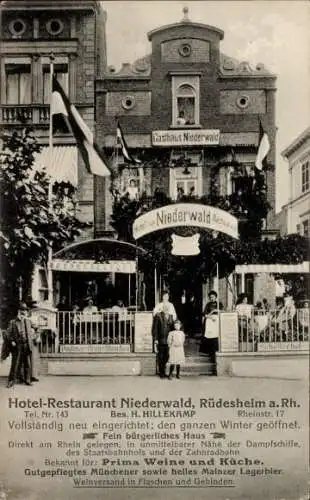 Ak Rüdesheim am Rhein, Hotel-Restaurant Niederwald, Rheinstraße 17
