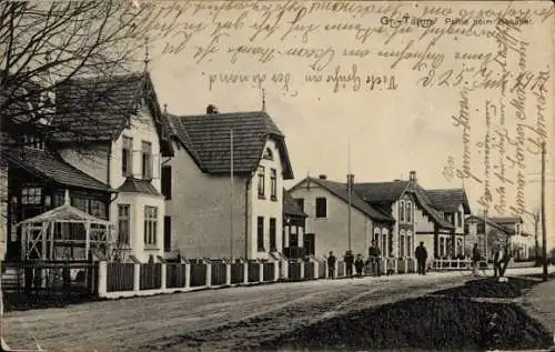 Ak Groß Tarup Flensburg in Schleswig Holstein, Straßenpartie beim Bahnhof