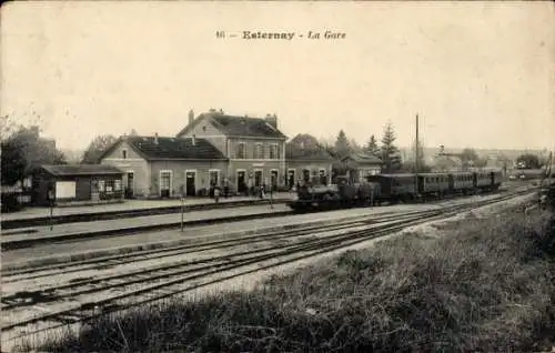 Ak Esternay Marne, Bahnhof