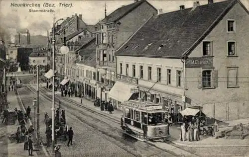 Ak Neunkirchen im Saarland, Stummstraße, Straßenbahn