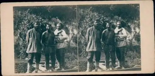 Stereo Foto Mandschurei China, Typen, Russen ?, Gruppenbild