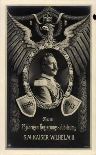 Passepartout Ak Kaiser Wilhelm II., Portrait, 25 jähriges Regierungsjubiläum