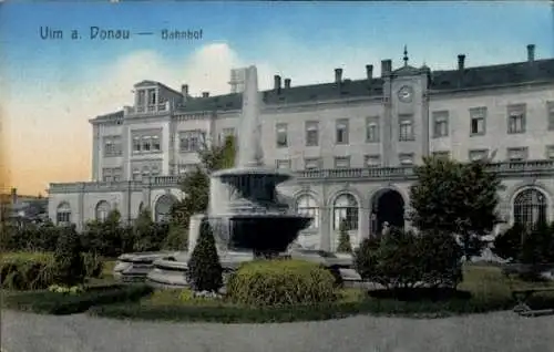 Ak Ulm an der Donau, Bahnhof