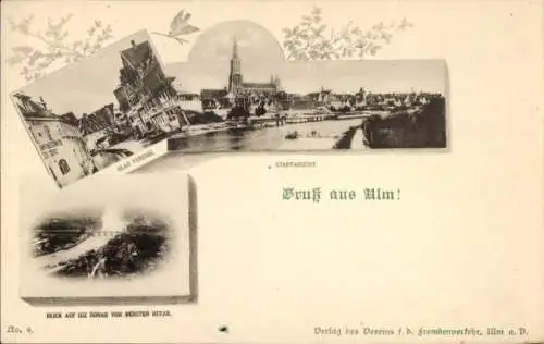 Ak Ulm an der Donau, Panorama, Münster, klein Venedig