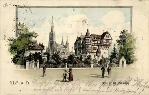 Künstler Ak Ulm an der Donau Baden Württemberg, Partie an der Promenade