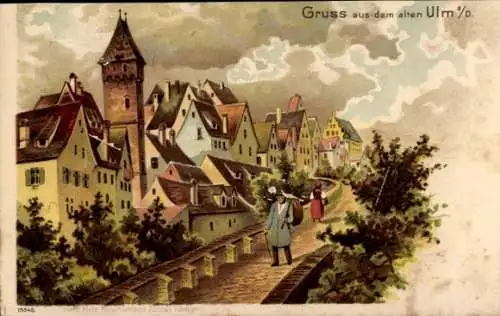 Künstler Ak Ulm an der Donau, Altstadt, Turm