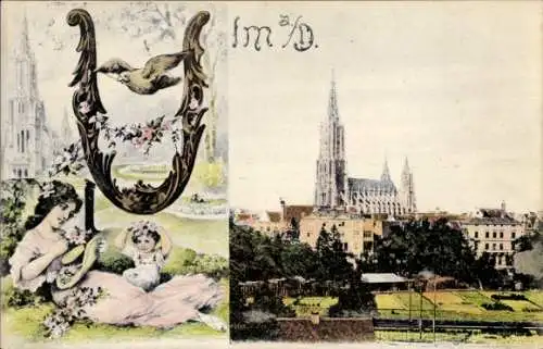 Ak Ulm an der Donau, Teilansicht, Münster