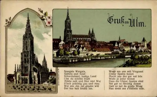 Litho Ulm an der Donau, Panorama, Münster, Gedicht