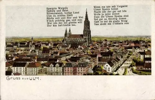 Litho Ulm an der Donau, Panorama, Münster, Gedicht