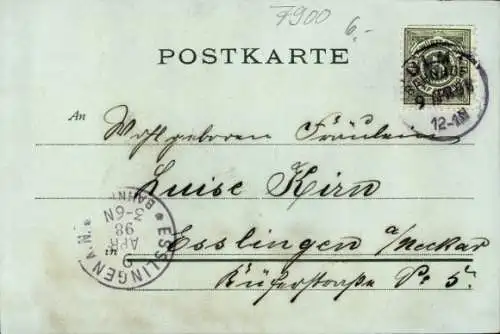 Mondschein Ak Ulm an der Donau, Teilansicht, Münster