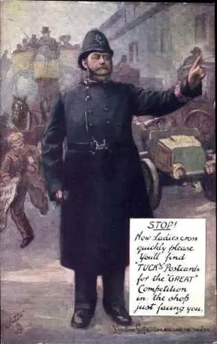 Künstler Ak London City, Controlling the Traffic, Verkehrspolizist