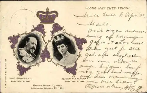Passepartout Ak König Edward VII., Königin Alexandra