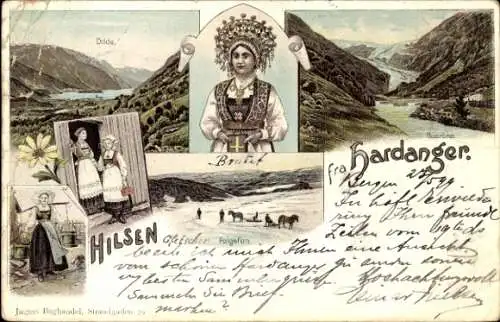Ak Hardanger Norwegen, Landschaft, Tracht