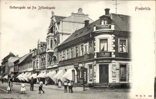 Ak Fredericia Jutland Dänemark, Gothersgade, Jyllandsgade, Geschäfte, Fotograf