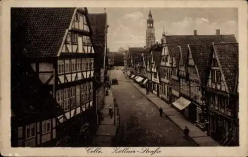 Ak Celle in Niedersachsen, Zöllner-Straße, Fachwerkhäuser, Turm