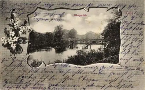 Passepartout Ak Celle Niedersachsen, Partie an der Aller, Brücke