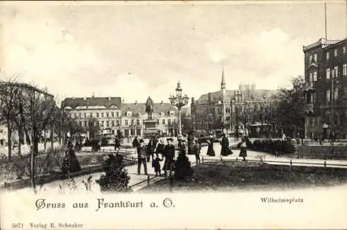 Ak Frankfurt Oder, Passanten am Wilhelmsplatz 1905