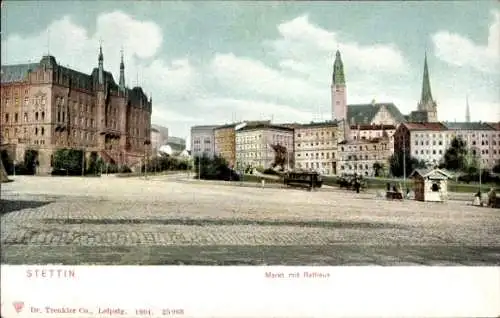 Ak Szczecin Stettin Pommern, Markt, Rathaus