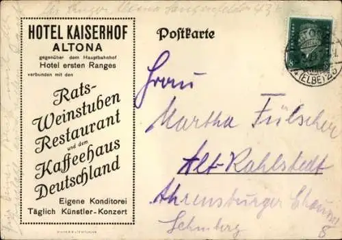 Ak Hamburg Altona, Hotel Kaiserhof, Ratsweinstuben Restaurant, Kaffeehaus Deutschland