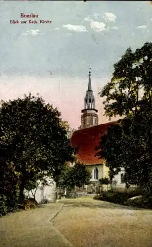 Ak Bolesławiec Bunzlau Schlesien, Katholische Kirche