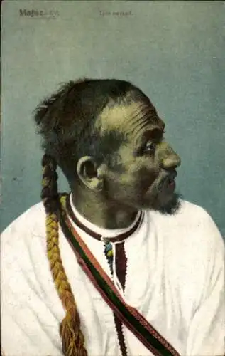 Ak Maghreb, Araber in Tracht, Porträt, Zopf