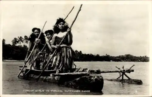 PC Tongan Girls in typical Outrigger Canoe
