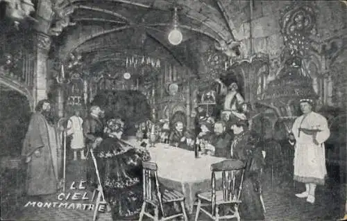 Ak Paris XVIII., Restaurant, Gäste, Menschen in Kostümen