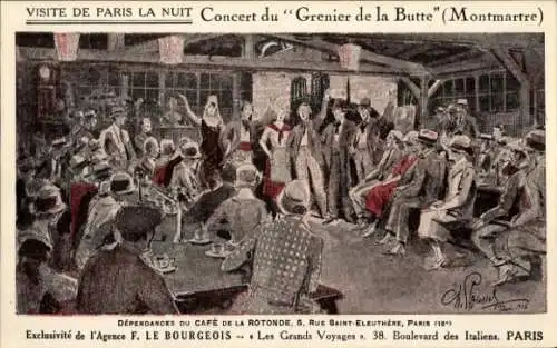 Künstler CPA Paris, Visite de Paris la Nuit, Concert du Grenier de la Butte