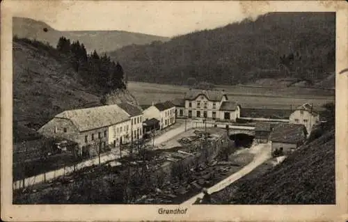 Ak Grundhof Luxemburg, Blick auf den Ort