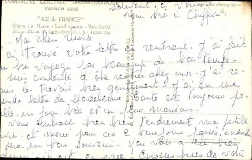 Ak Dampfer Ile de France, CGT, French Line