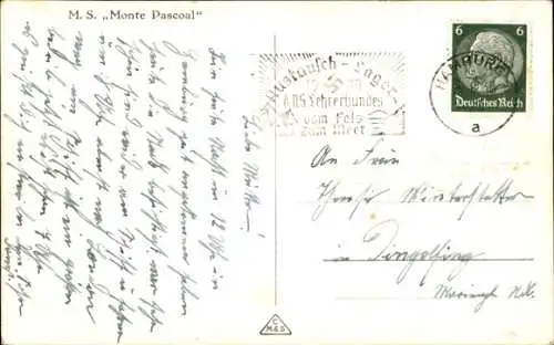 Ak Dampfschiff Monte Pascoal, HSDG