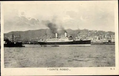 Ak Genova Genua Liguria, Italienisches Passagierschiff Conte Rosso in Genua