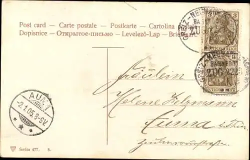 Ak Frohes Neujahr, Haus im Winter