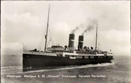 Ak Mailboot S.M. Zeeland, Vlissingen-Harwich-Parkeston