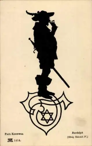 Scherenschnitt Künstler Ak Konewka, Paul, Bardolph, König Heinrich IV