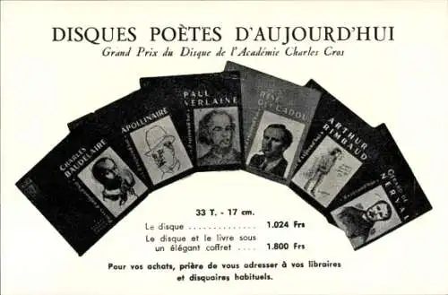 CPA Disques Poetes d'Aujourd'hui, Grand Prix du Disque de l'Academie Charles Cros