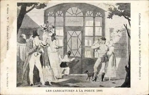 CPA Les Caricatures a la Porte 1800, Reklame, Morrhuetine Jungken