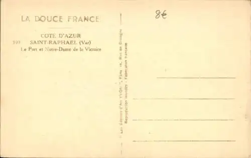 Ak Saint Raphaël Var, Hafen und Notre Dame de la Victoire