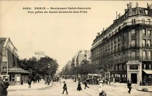 Ak Paris VI Luxembourg, Boulevard Saint-Germain, Blick von Saint-Germain-des-Pres