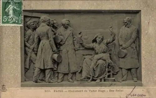 CPA Paris, Monument de Victor Hugo, Bas Relief