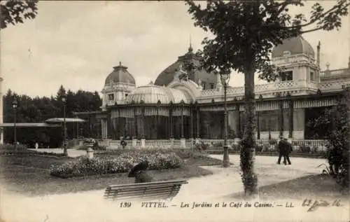 Ak Vittel Lothringen Vosges, les Jardins, le Cafe du Casino