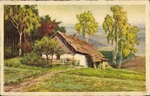 Künstler Ak Pavlik, A. K., Dorfpartie, Haus