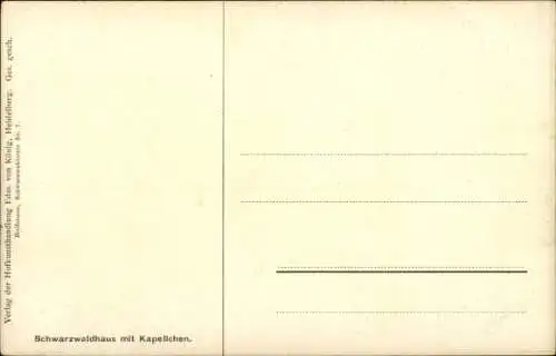 Künstler Ak Hoffmann, H., Schwarzwald, Schwarzwaldhaus mit Kapellchen